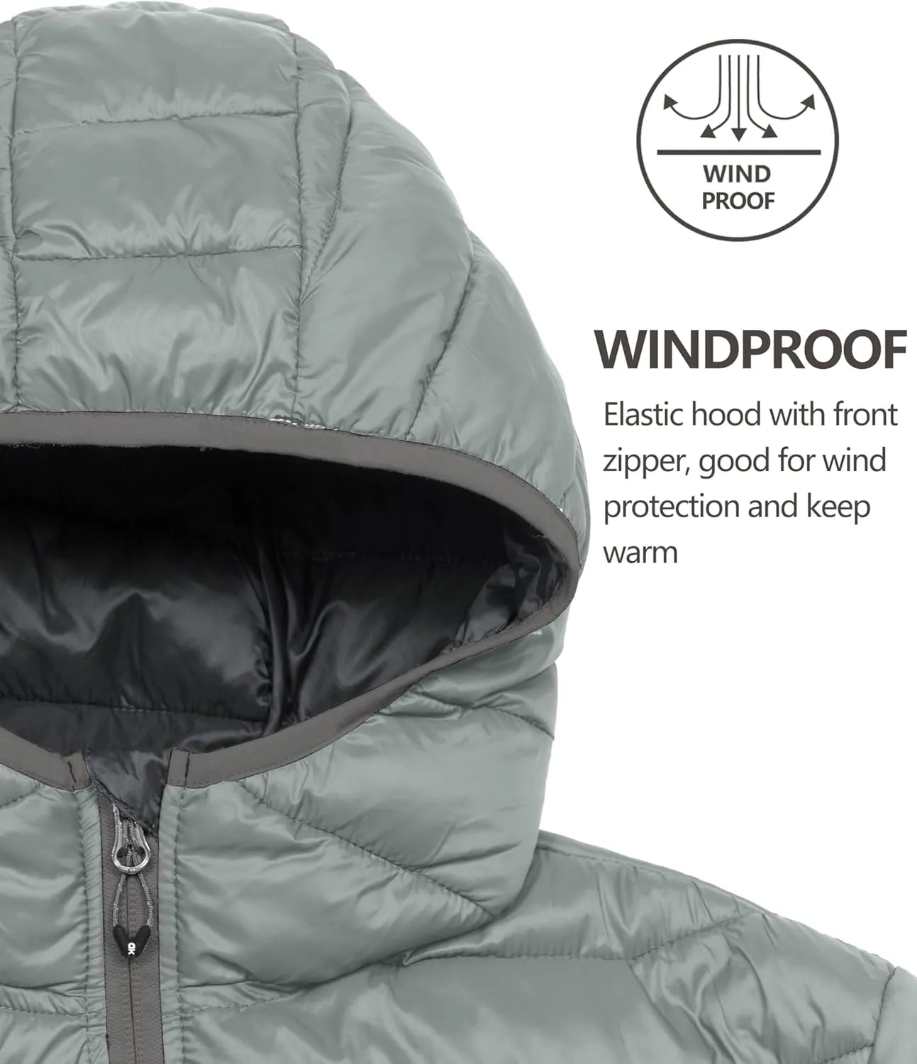 Mapamyumco Men's Packable Lightweight Puffer Jacket Hooded Windproof Winter Coat with Recycled Insulation