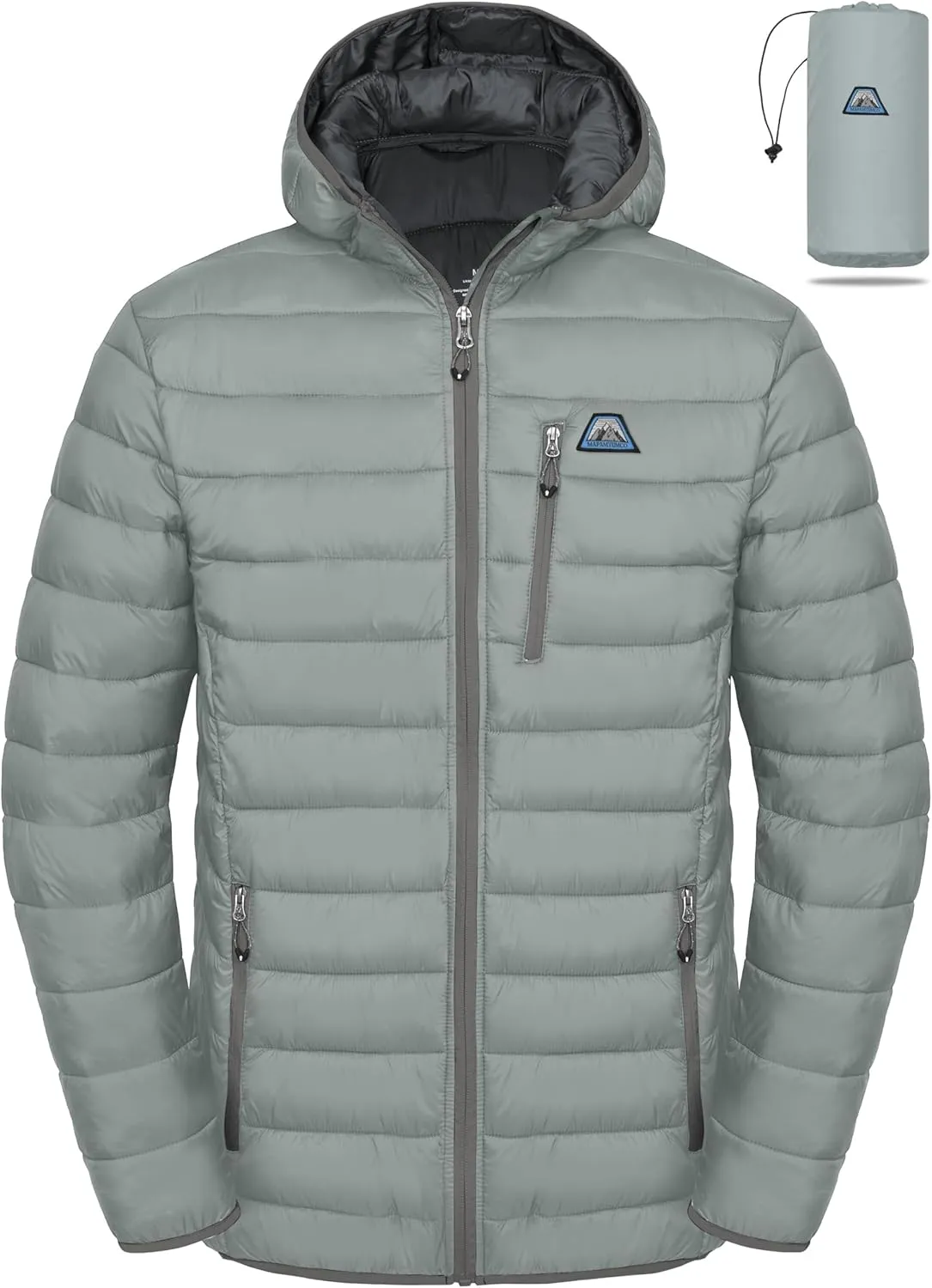 Mapamyumco Men's Packable Lightweight Puffer Jacket Hooded Windproof Winter Coat with Recycled Insulation
