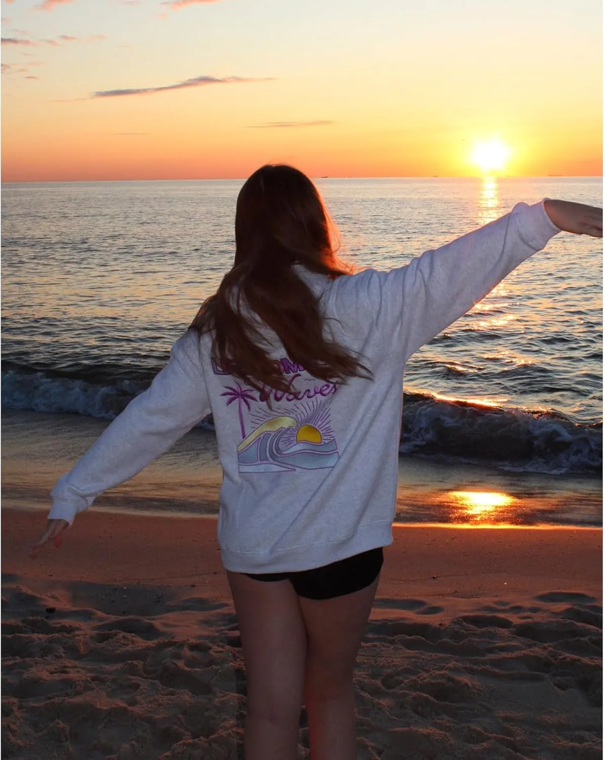 Meiweileya Hoodies for Teen Girls Y2k Womens Palm Puff Flower Graphic Print Sweatshirt Cute Aesthetic Oversized Jackets