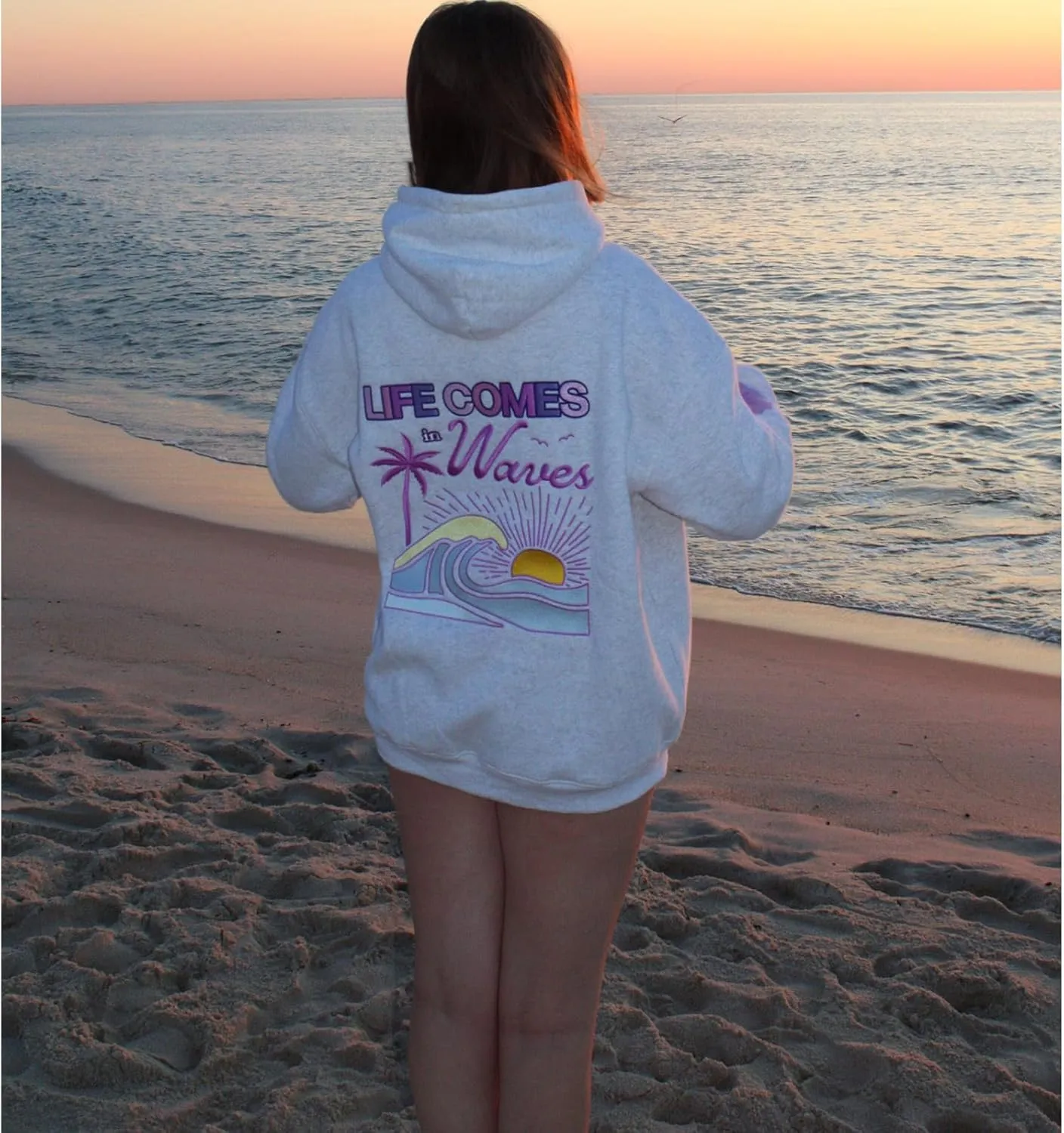 Meiweileya Hoodies for Teen Girls Y2k Womens Palm Puff Flower Graphic Print Sweatshirt Cute Aesthetic Oversized Jackets