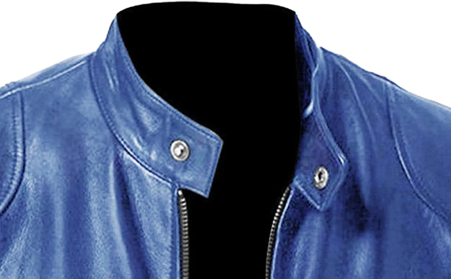 Men Faux Leather Zip Up Jacket Stand Collar Leather Motorcycle Jacket Lightweight Bomber Outwear PU Coat