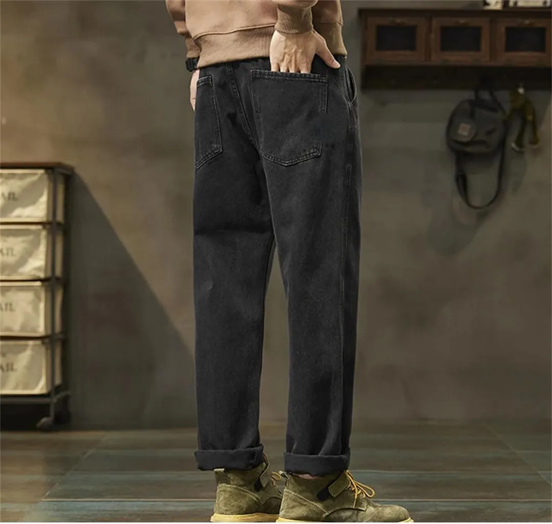Men Harem Loose Fit Denim Trousers Baggy Pants Mens Oversized Black Jeans