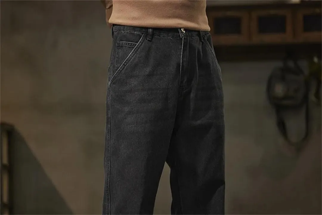 Men Harem Loose Fit Denim Trousers Baggy Pants Mens Oversized Black Jeans