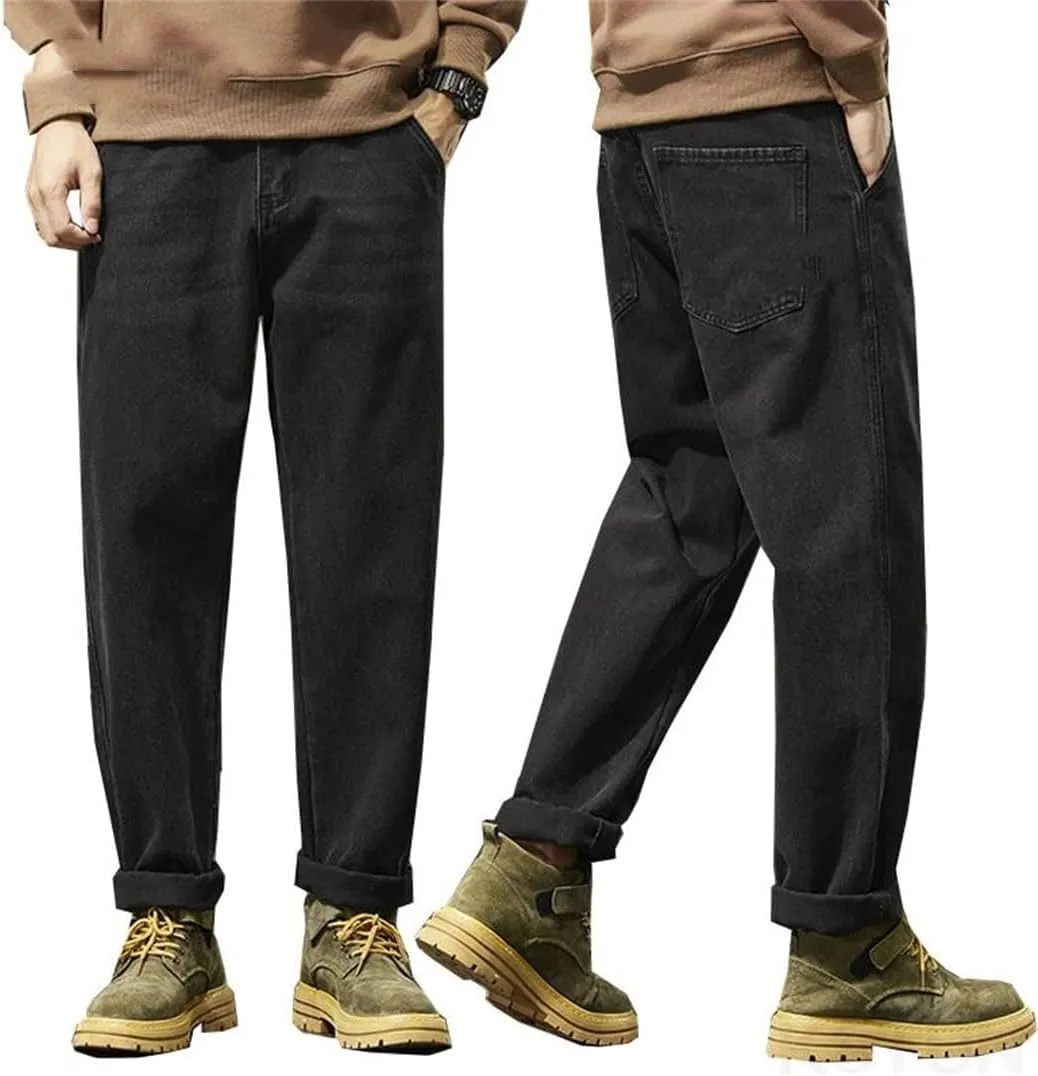 Men Harem Loose Fit Denim Trousers Baggy Pants Mens Oversized Black Jeans