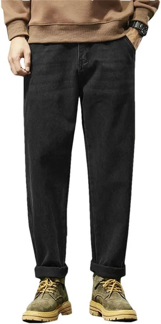 Men Harem Loose Fit Denim Trousers Baggy Pants Mens Oversized Black Jeans