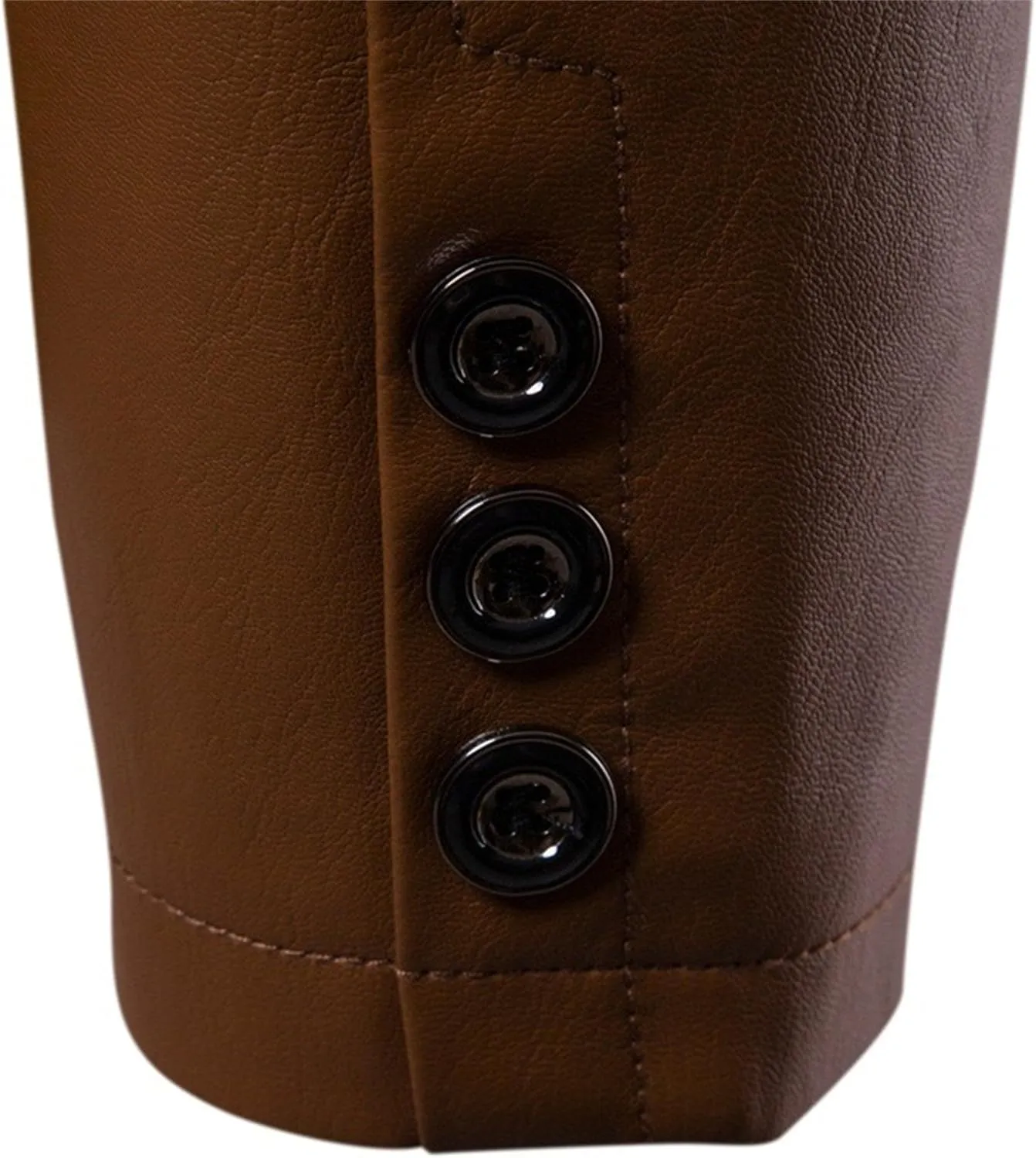 Men's 2 Button Leather Blazer Sport Coat Casual Notched Collar Suit Jacket Slim Formal Faux Leather Blazer Jacket
