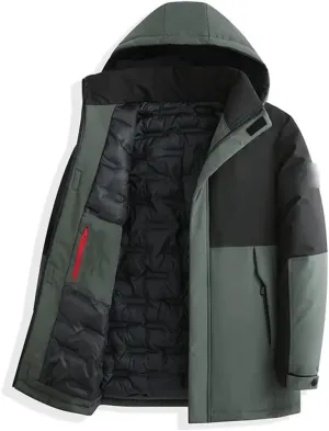 Men's Autumn Winter Casual Hooded Cotton-Padded Jackets Hat Removable Down Coat Outwear Thick Warm Parkas
