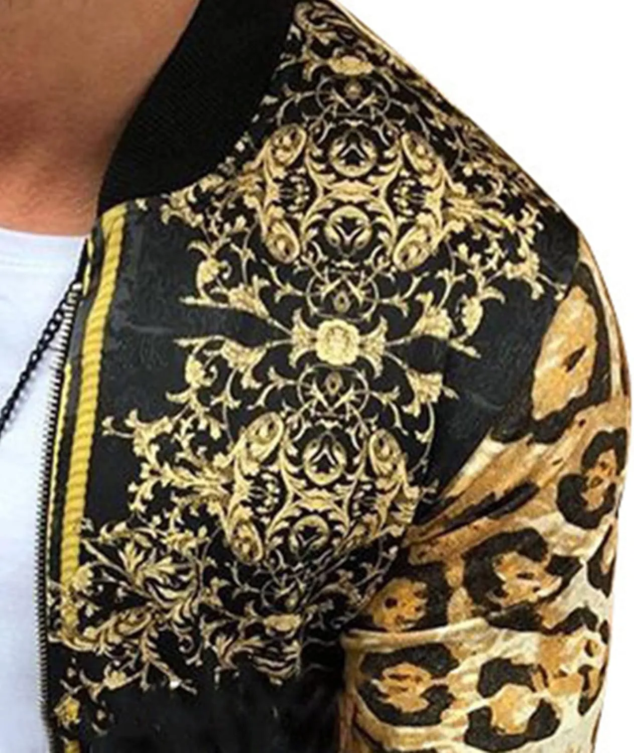 Men's Autumn Zip Up Jacket Casual Leopard Print Outwear Windproof Jacket Trench Coat Colorblocked Track Jacket