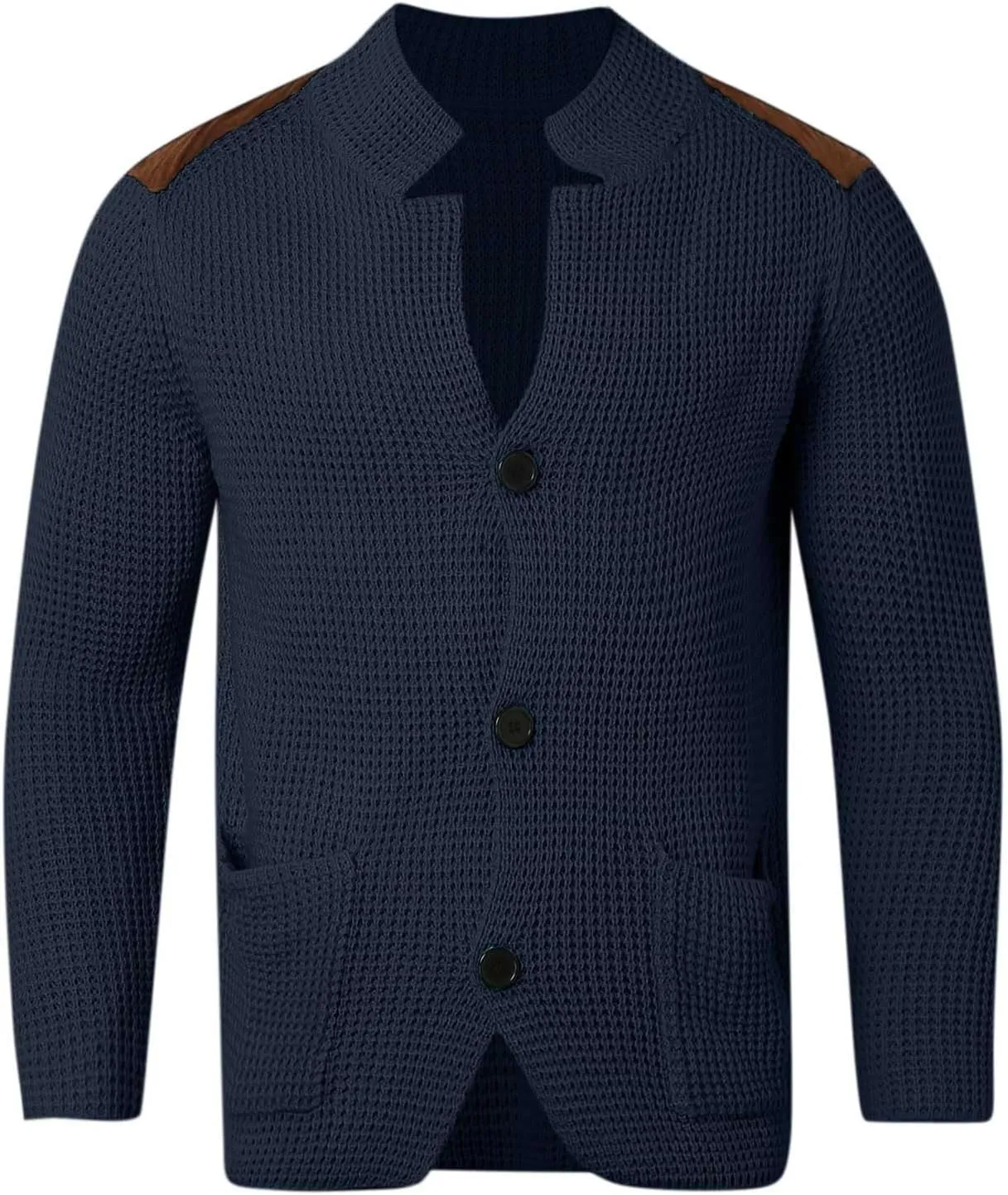 Mens Cardigan Sweater Shawl Collar Button Down Warm Knitted Sweaters Plus Size Elbow Patch Winter Chunky Cardigans