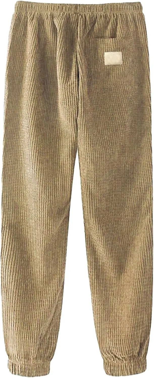 Men's Casual Pants, Beach Summer Elastic Waist Drawstring Pants Lightweight Linen Trousers Ankle Tied Sweatpants for Men
