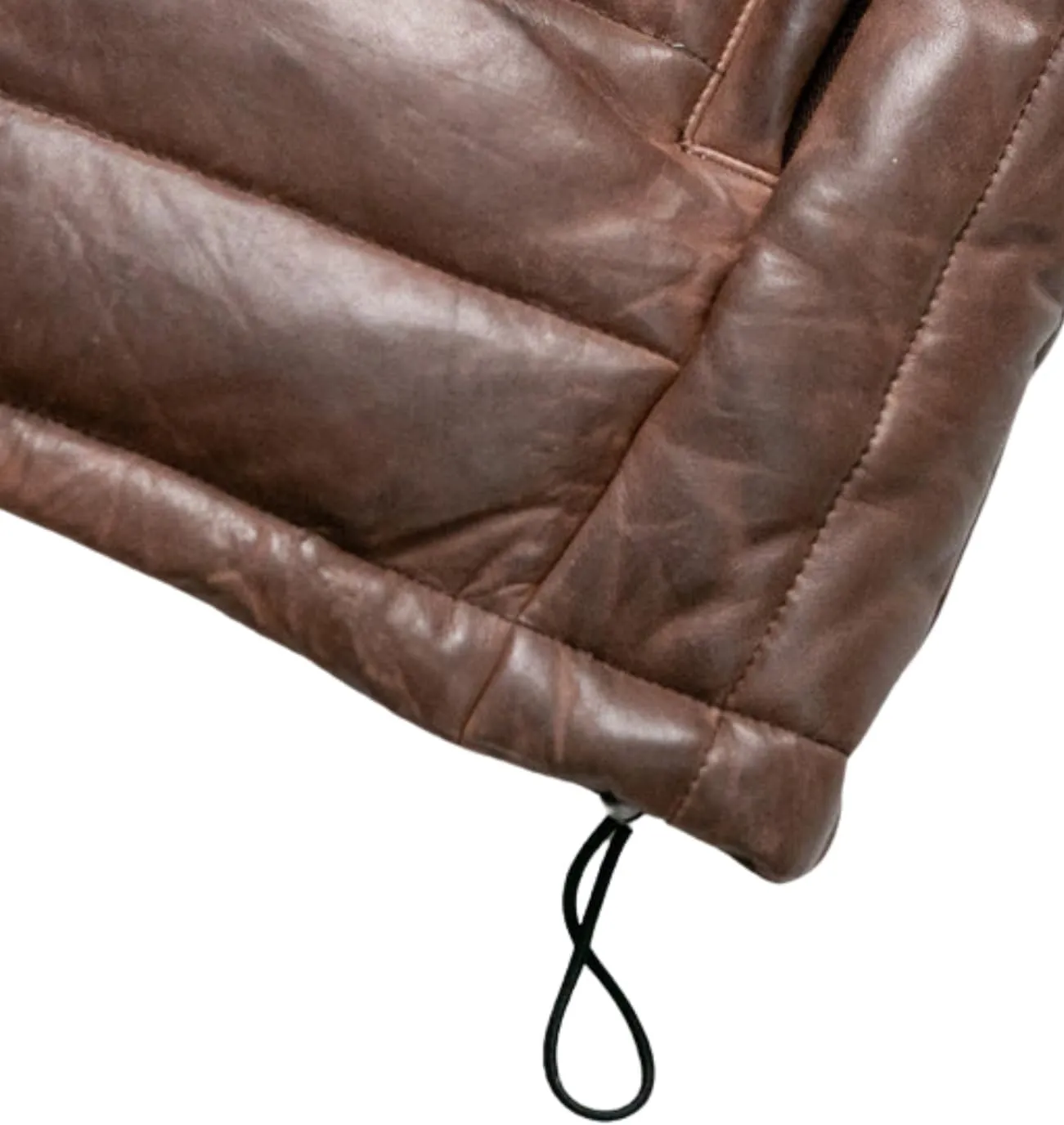 Mens Down Puffer Vest real lambskin leather Waistcoat Quilted Goosy Down Bubble Jacket