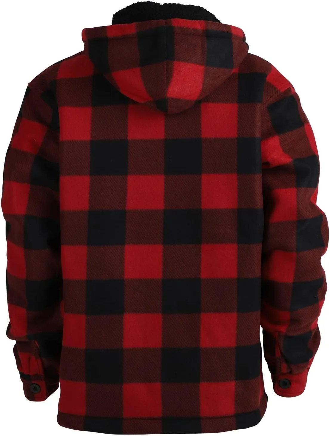 Mens Flannel Jackets Sherpa Lined Fleece Zip Up Winter Warm Workout Plaid Sweatshirt with Hood