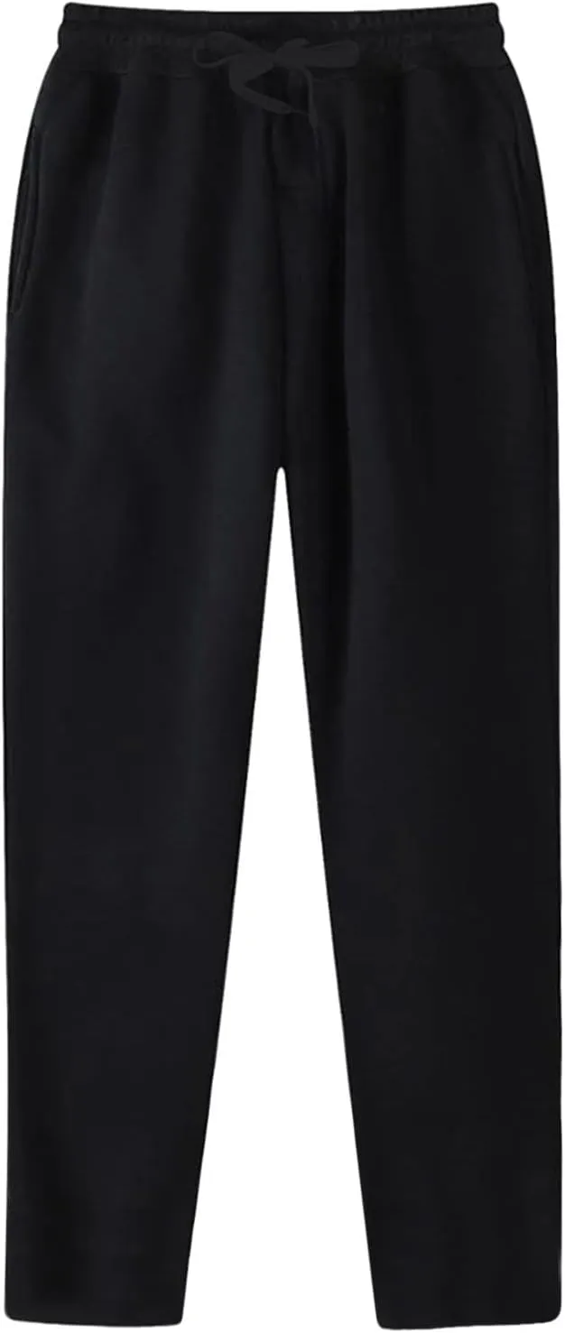 Mens Fleece Baggy Sweatpants Elastic Waist Heavyweight Joggers Pants with Pocket Loose Wide Leg Trousers Sweat Pants