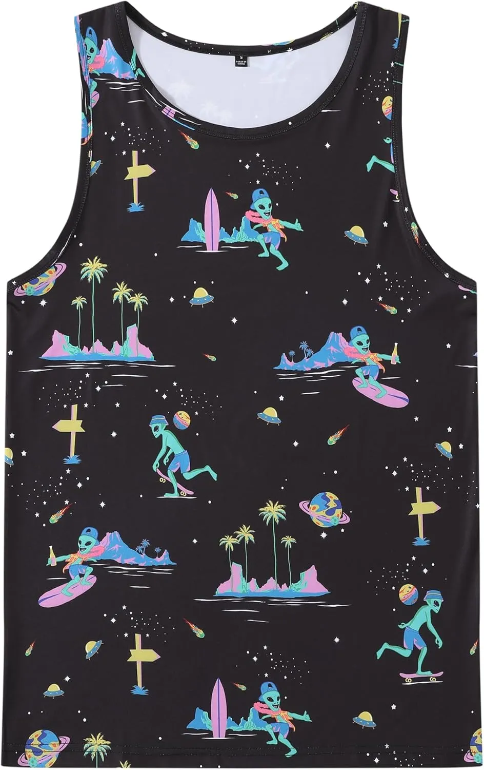 Men's Funny Tank Top Summer Beach Casual Fashion Print Tank Tops for Men Cool Gym Workout Athletic Sleeveless Shirts