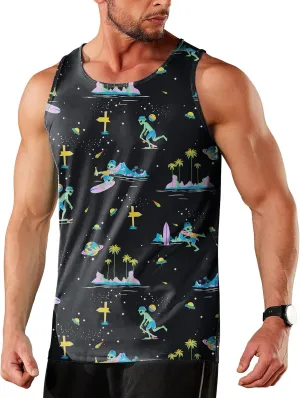Men's Funny Tank Top Summer Beach Casual Fashion Print Tank Tops for Men Cool Gym Workout Athletic Sleeveless Shirts
