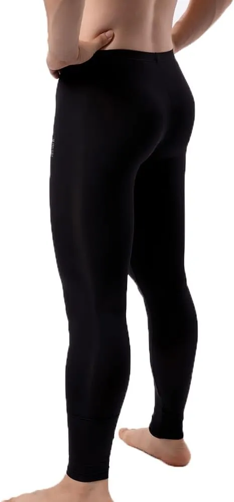 Men's Ice Silk Sheer Leggings Pants Underwear Bottoms Low Rise Elastic Trousers Long Johns