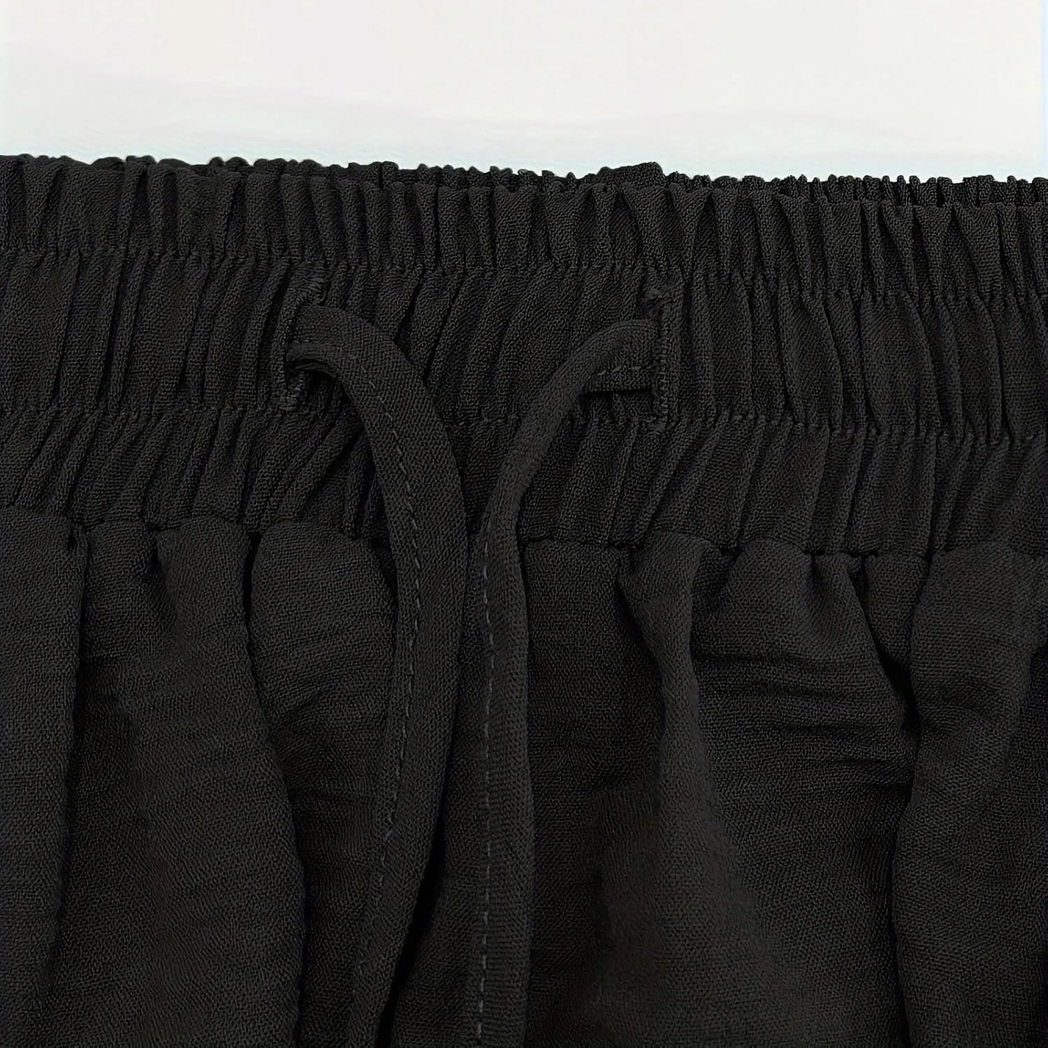 Mens Linen Harem Pants Casual Loose Fit Beach Drawstring Elastic Waist Yoga Trousers Vintage Fashion with Pockets