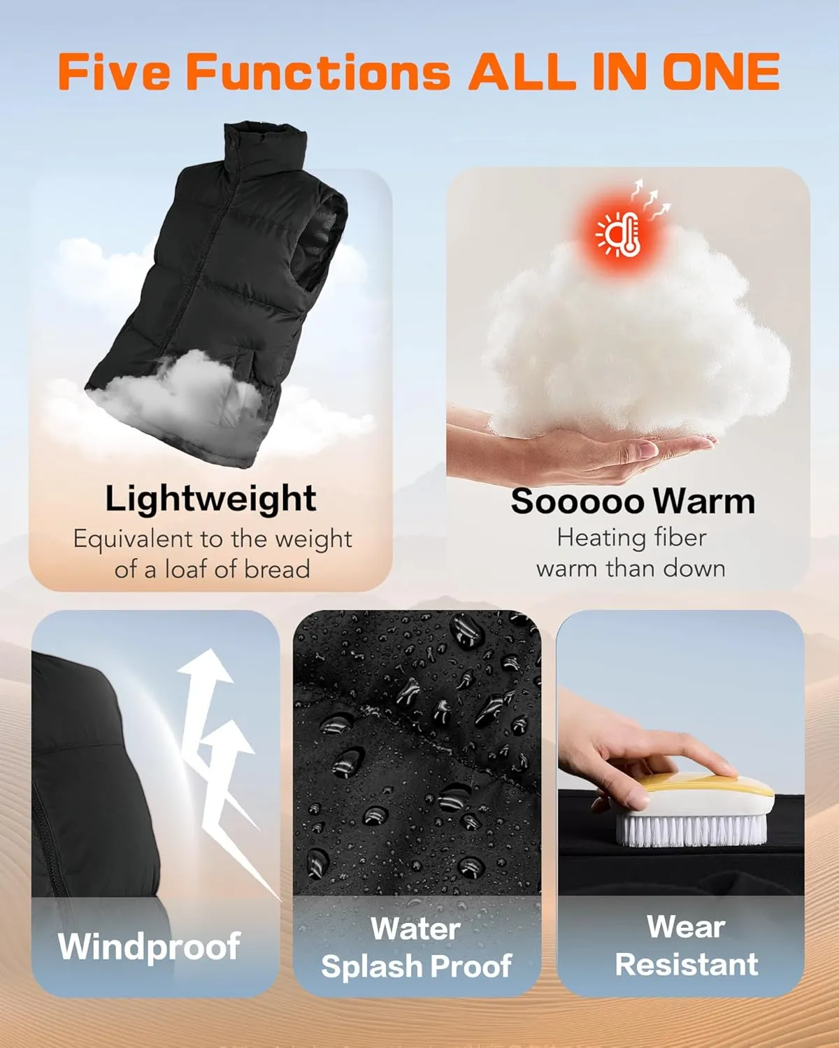 Mens Puffer Vest Winter Warm Puffy Vest Jacket for Men Stand Collar Sleeveless Coat with Pockets Casual Outwear