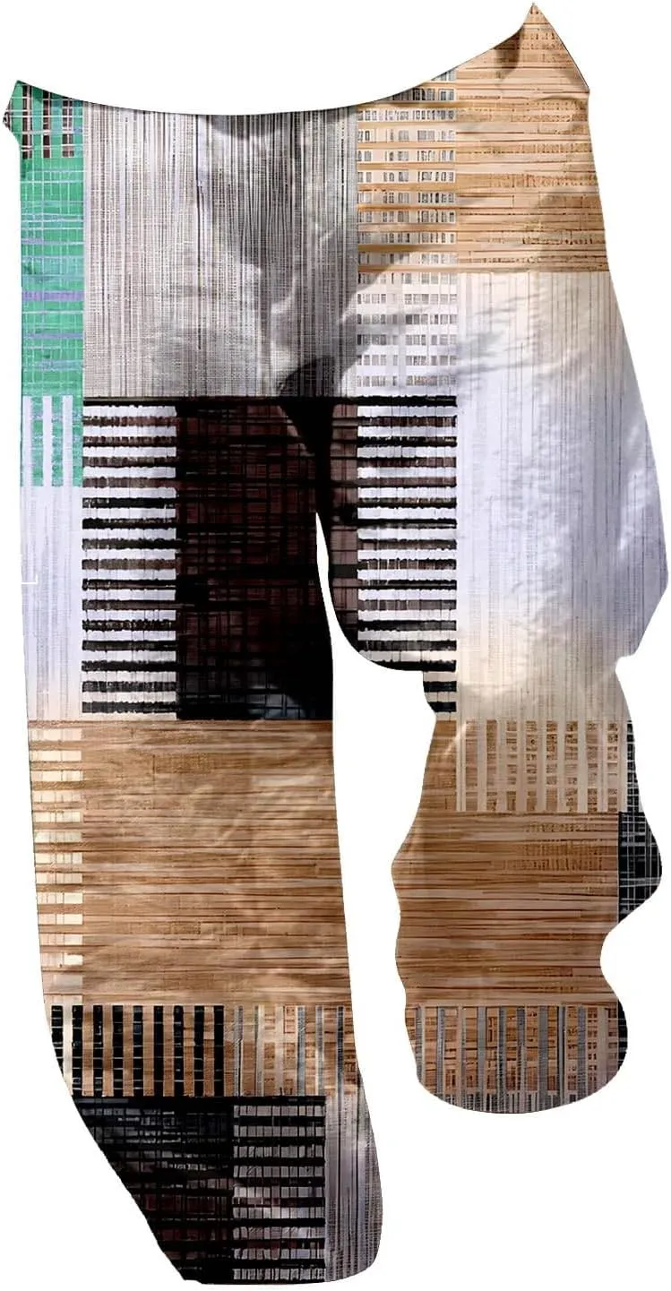 Mens Quick Drying Plus Size Baggy Casual Traveling Pants Color Block Trousers Lightweight Summer Elastic Waist Palazzo 2024