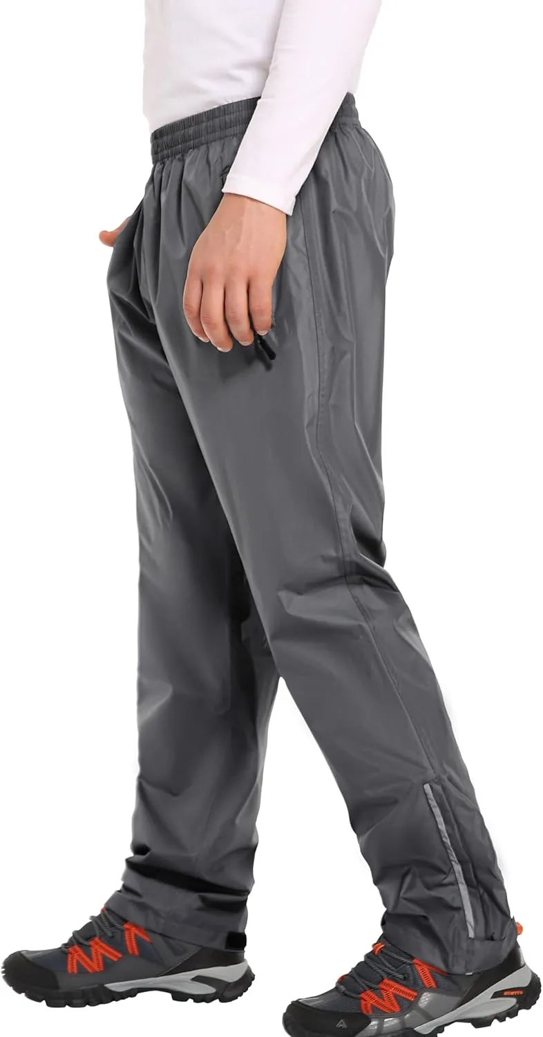 Men's Rain Pants Waterproof Pants Windproof Lightweight Hiking Pants for Outdoor Work, Golf, Fishing, Hiking