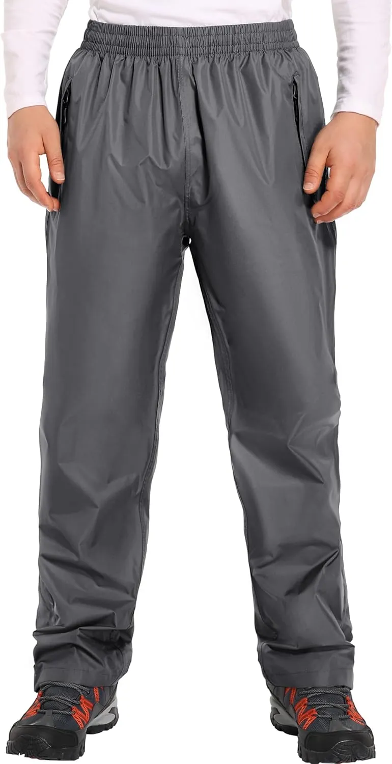 Men's Rain Pants Waterproof Pants Windproof Lightweight Hiking Pants for Outdoor Work, Golf, Fishing, Hiking