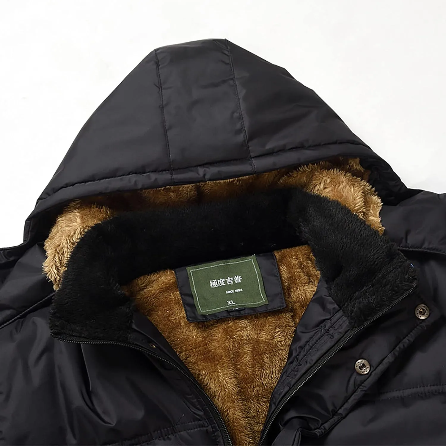 Men's Winter Puffer Coat Thicken Cotton Outdoor Winter Warm Windproof Padded Jacket with Hood