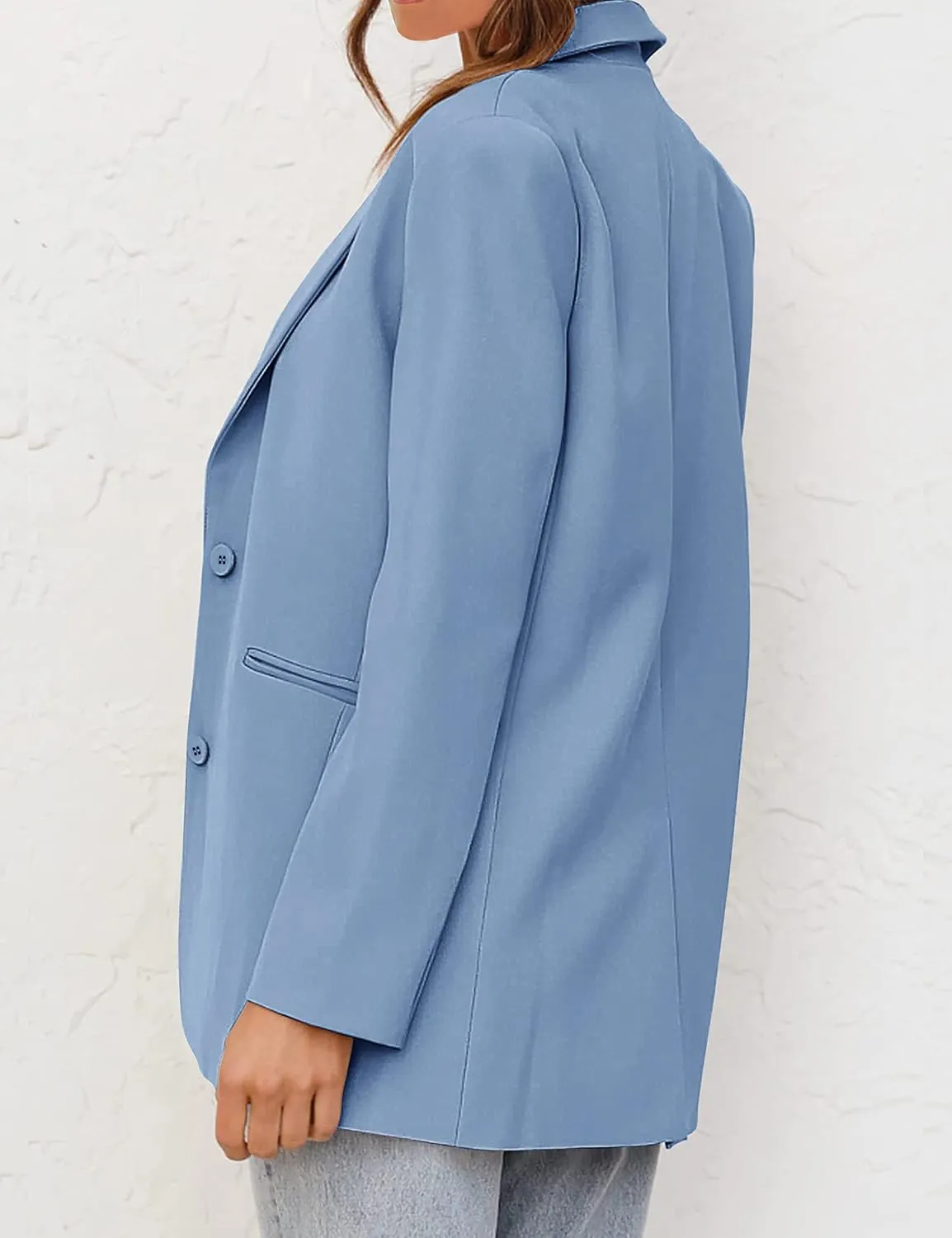 MEROKEETY Women's 2024 Fall Casual Blazers Long Sleeve Lapel Open Front Button Work Blazer Jackets with Pockets