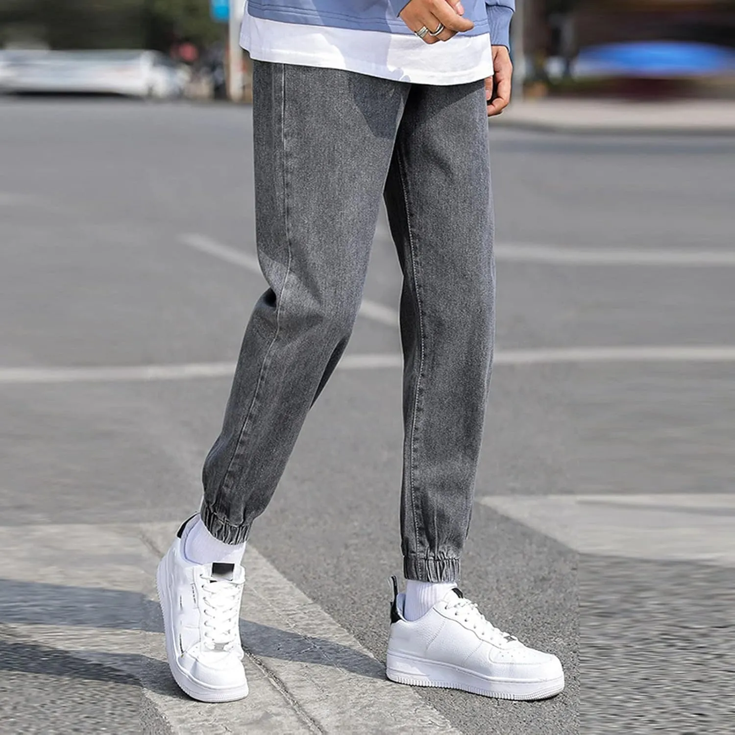 MIDOO Work Pants for Men Slim Fit Casual Joggers Pants Stretch Drawstring Elastic Waist Tapered Leg Sweatpants with Pockets