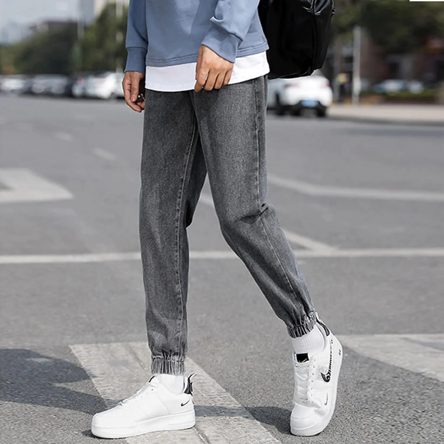 MIDOO Work Pants for Men Slim Fit Casual Joggers Pants Stretch Drawstring Elastic Waist Tapered Leg Sweatpants with Pockets