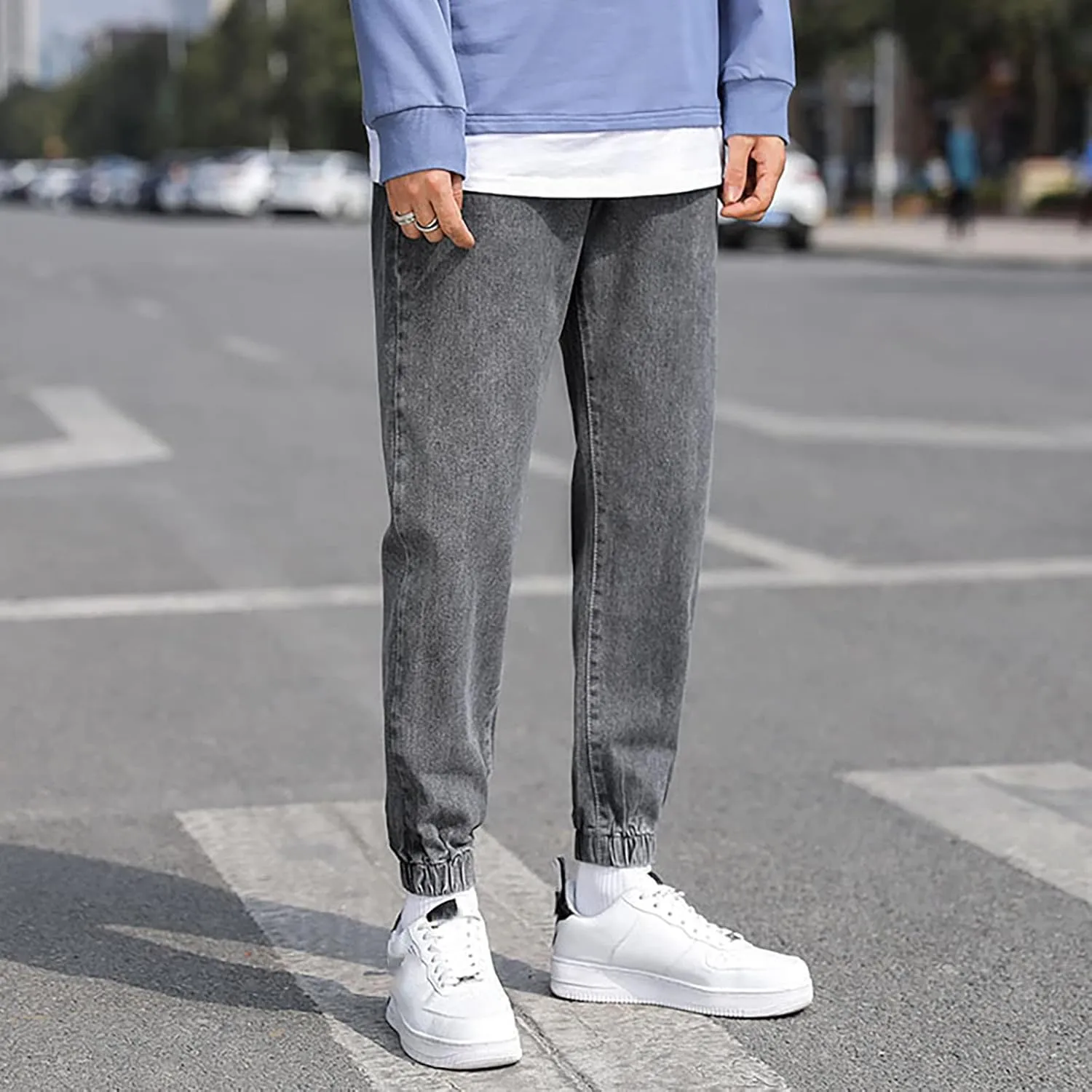 MIDOO Work Pants for Men Slim Fit Casual Joggers Pants Stretch Drawstring Elastic Waist Tapered Leg Sweatpants with Pockets