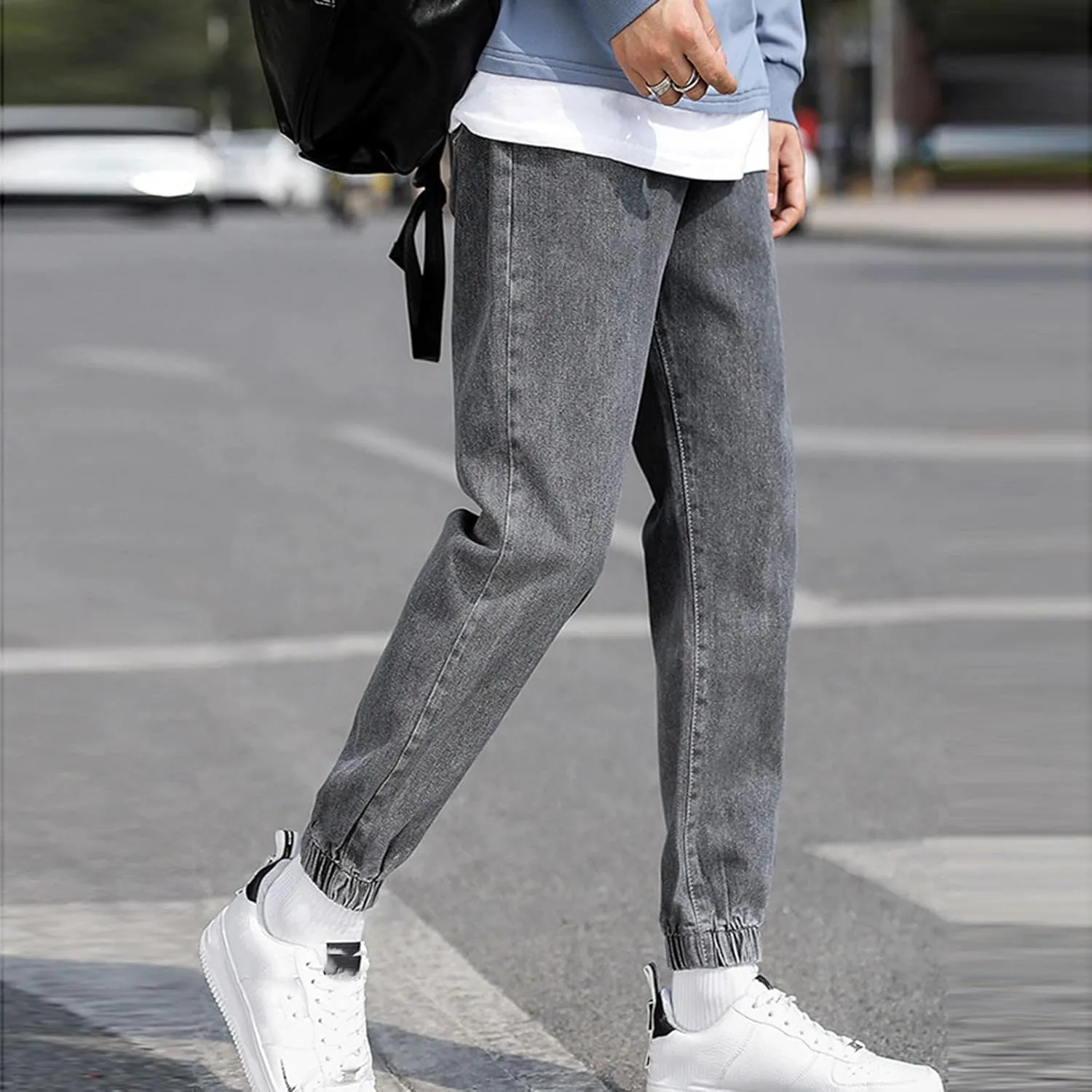 MIDOO Work Pants for Men Slim Fit Casual Joggers Pants Stretch Drawstring Elastic Waist Tapered Leg Sweatpants with Pockets