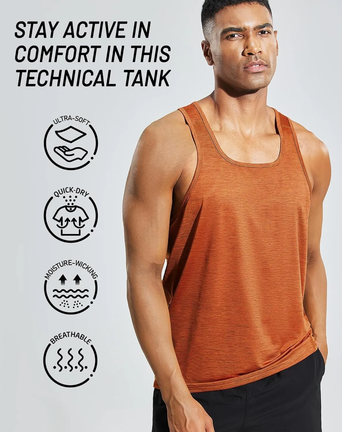 MIER Men's Sleeveless Workout Shirts Quick Dry Swim Athletic Gym Running Muscle Beach Tank Tops for Men