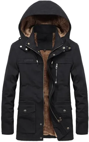Military Cargo Coat Mens Thick Warm Man Winter Cotton Padded Jacket Multi-Pocket Hoodies Parka