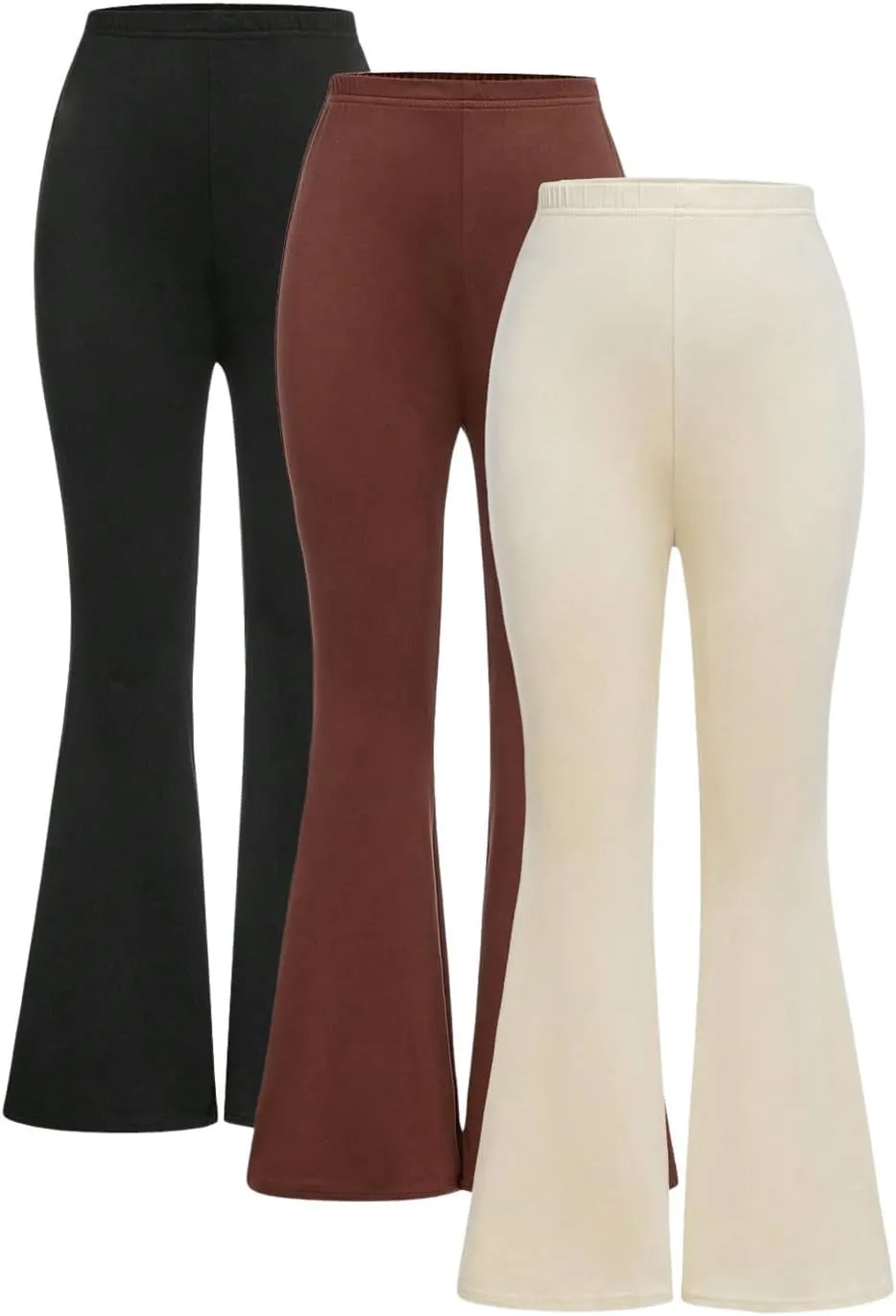 Milumia Girl's 3 Pack Flared Leg Pants Set Elastic Waist Bell Bottom Pants