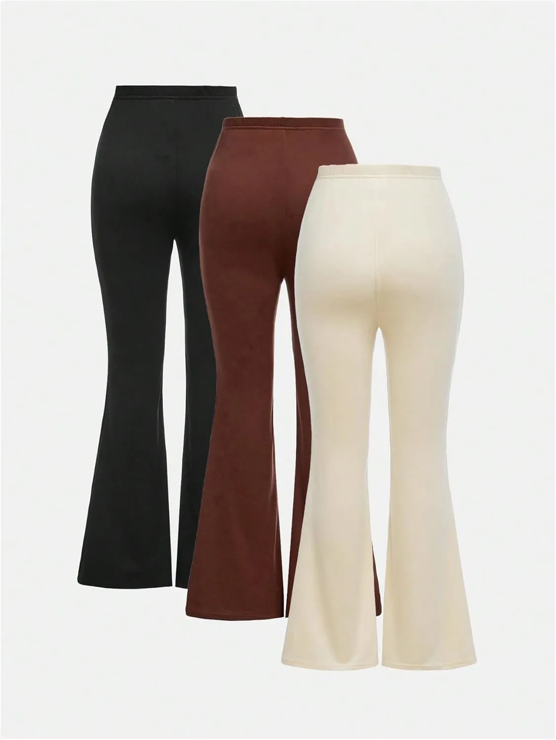 Milumia Girl's 3 Pack Flared Leg Pants Set Elastic Waist Bell Bottom Pants