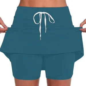 Mini Skirt with Shorts for Women 2025 Trendy Solid Color Athletic Skorts Casual Drawstring Sports Pants Skirts