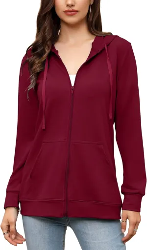 MISSKY Women's Casual Long Sleeve Zip up Jacket with Pockets Running Sweatshirts Jackets
