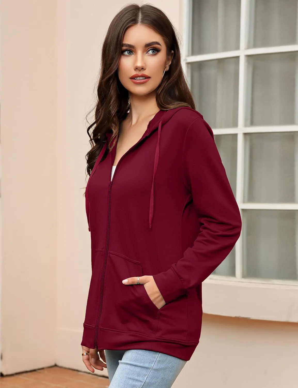 MISSKY Women's Casual Long Sleeve Zip up Jacket with Pockets Running Sweatshirts Jackets