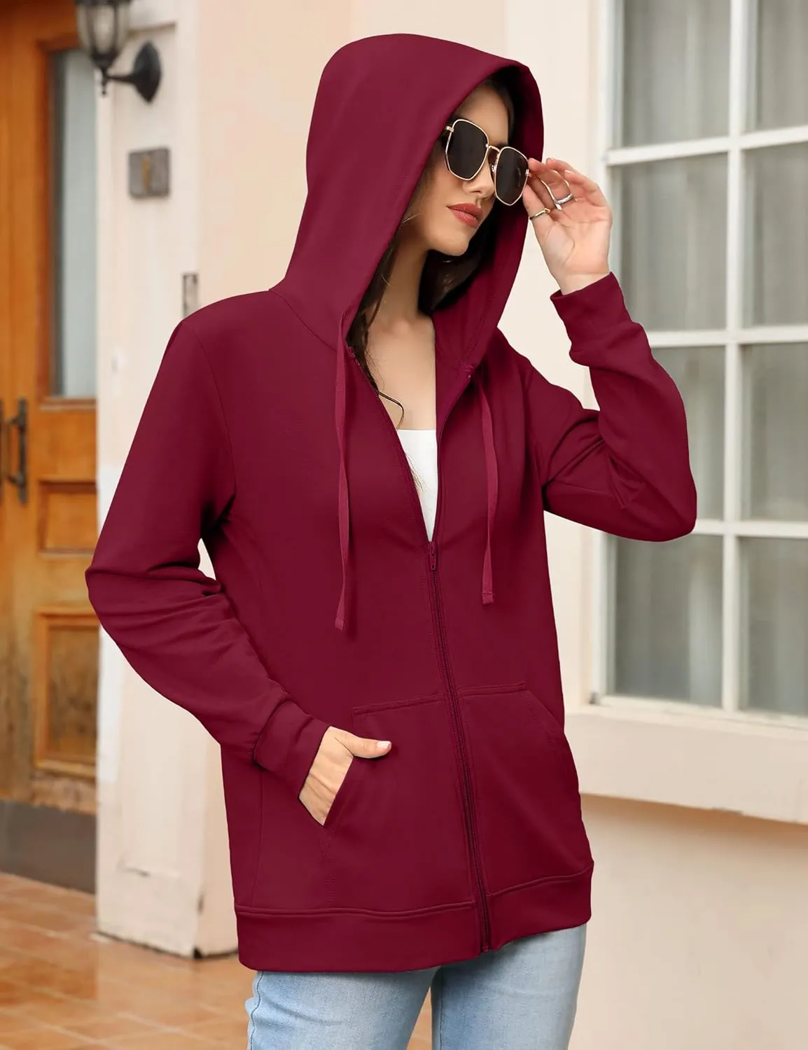 MISSKY Women's Casual Long Sleeve Zip up Jacket with Pockets Running Sweatshirts Jackets