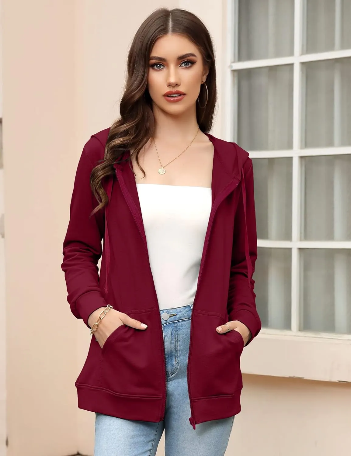 MISSKY Women's Casual Long Sleeve Zip up Jacket with Pockets Running Sweatshirts Jackets