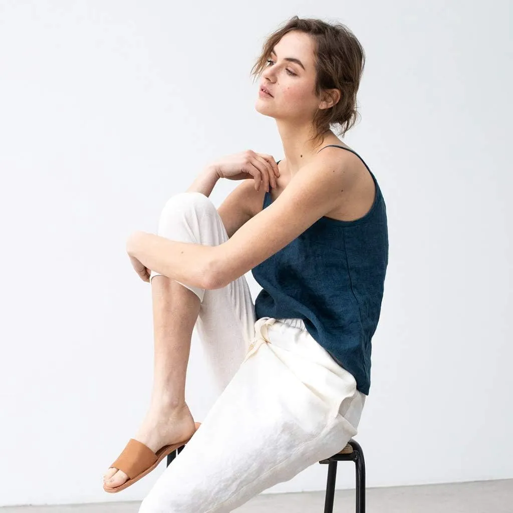 Namcyanly Womens Spaghetti Sleeveless Camisole Cotton Linen Tank Tops Solid Sling Tank Tops Vest Blouse Plus Size