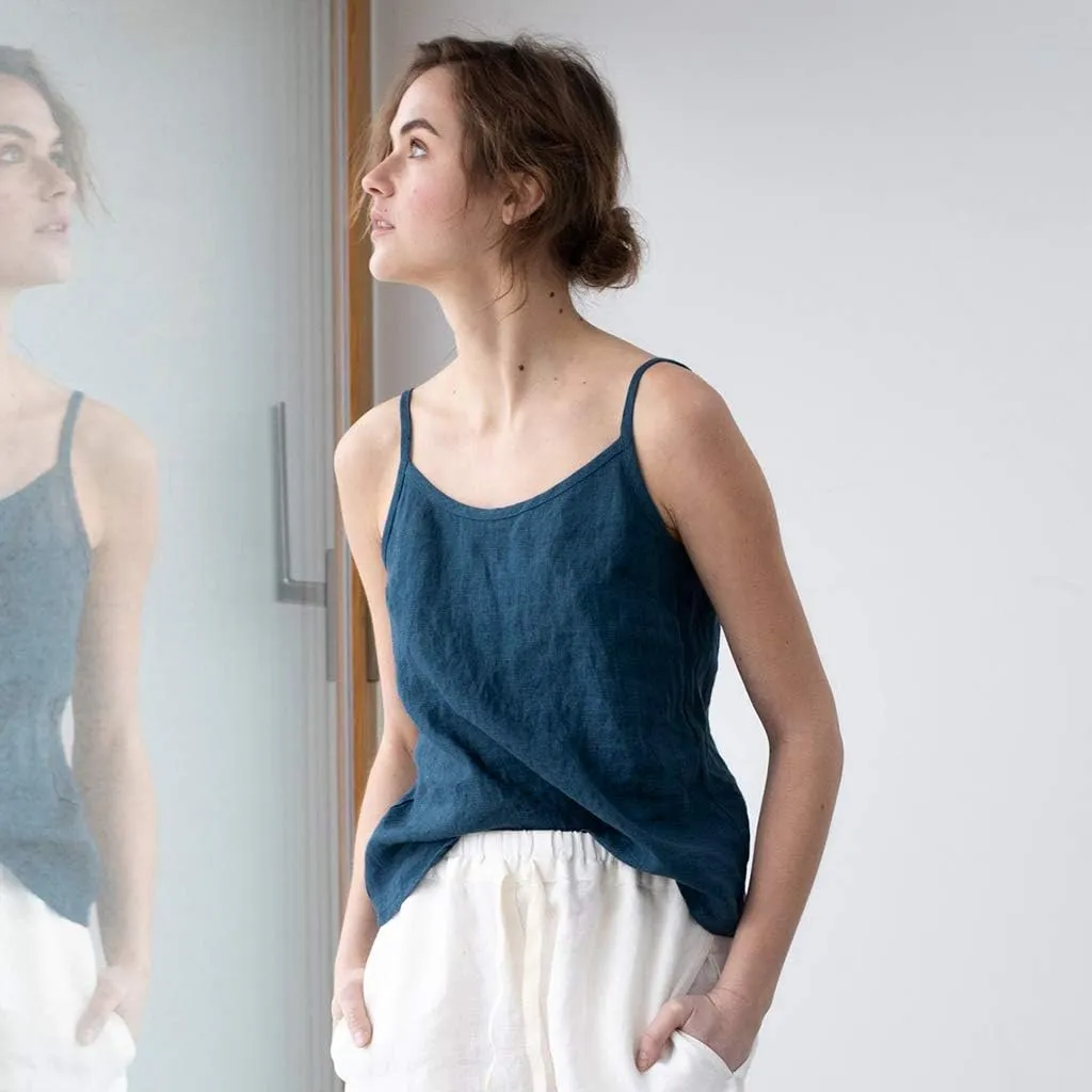 Namcyanly Womens Spaghetti Sleeveless Camisole Cotton Linen Tank Tops Solid Sling Tank Tops Vest Blouse Plus Size