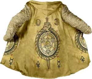 Norse Mythology Vegvisir Viking Symbol Thick Warm Hooded Cloak For Men Overcoat Windproof Fleece Jacket