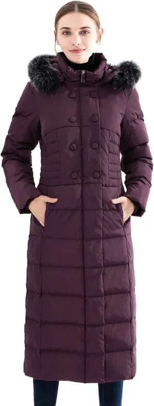 Obosoyo Women's Hooded Thickened Long Down Jacket Maxi Down Parka Puffer Coat
