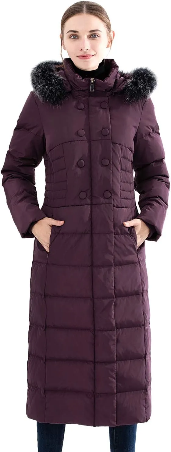 Obosoyo Women's Hooded Thickened Long Down Jacket Maxi Down Parka Puffer Coat