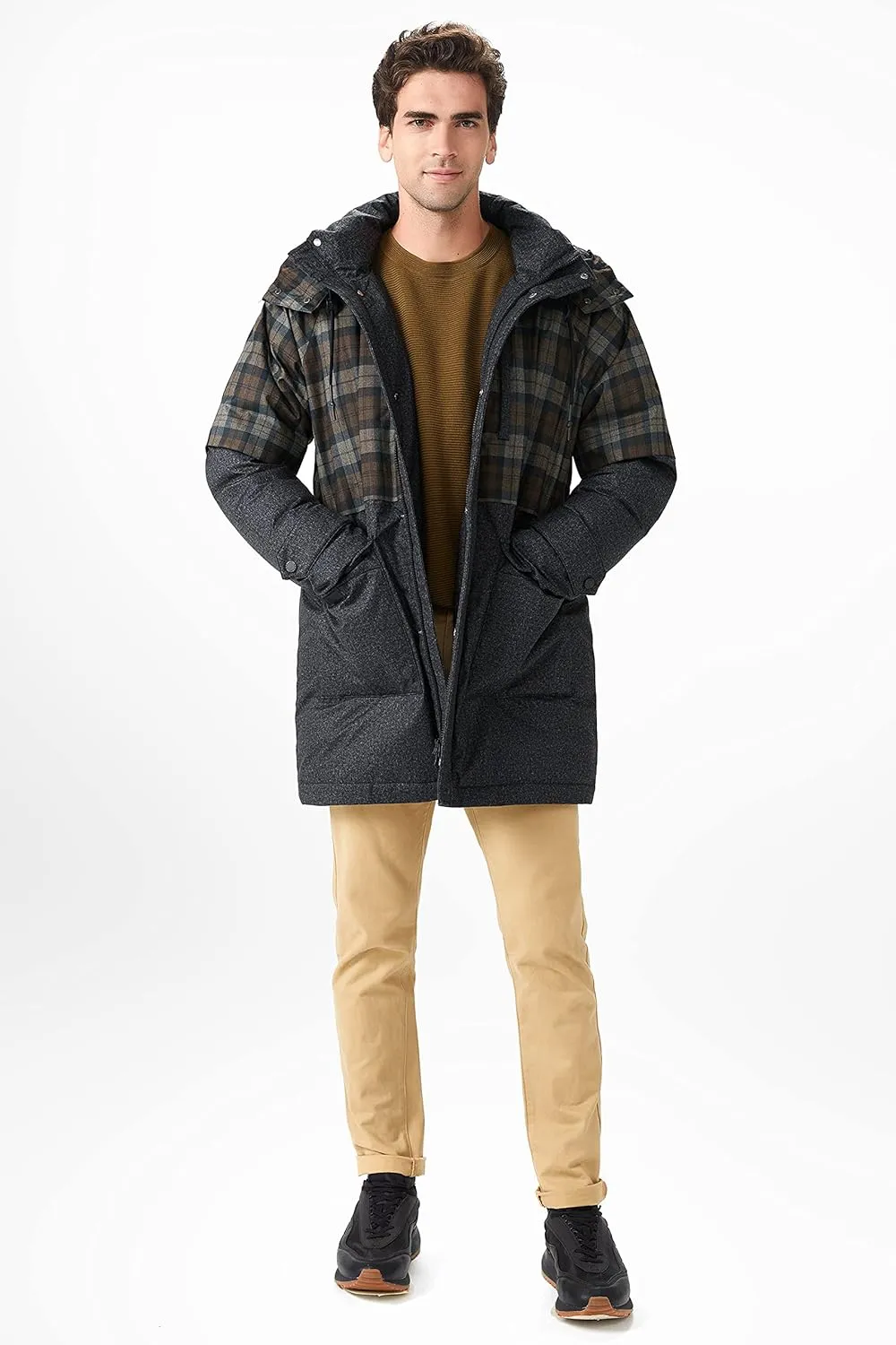 Orolay Men's Classic Hooded Puffer Parka Down Jacket Warm Winter Coat with Pockets
