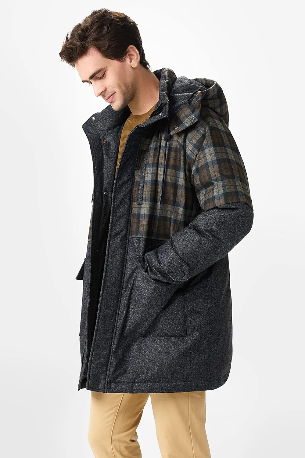 Orolay Men's Classic Hooded Puffer Parka Down Jacket Warm Winter Coat with Pockets