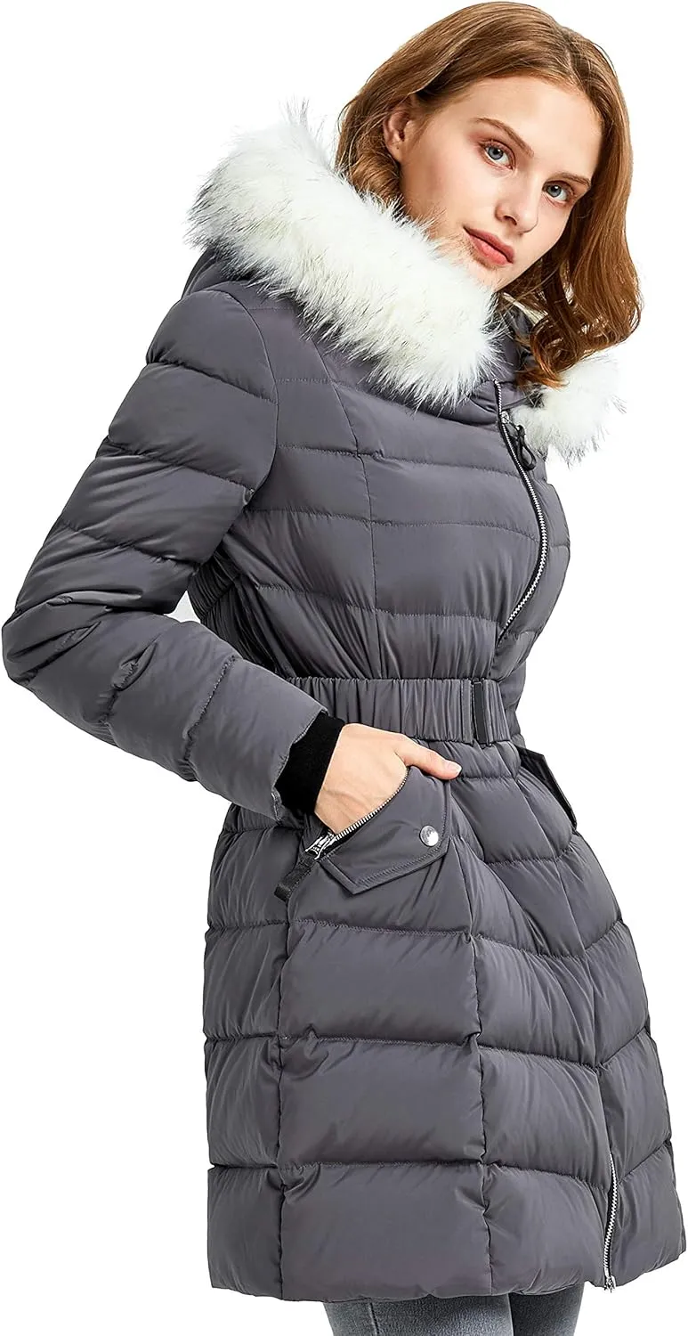 Orolay Women's Down Jacket Winter Bubble Coat Puffer Jacket with Fur Hood
