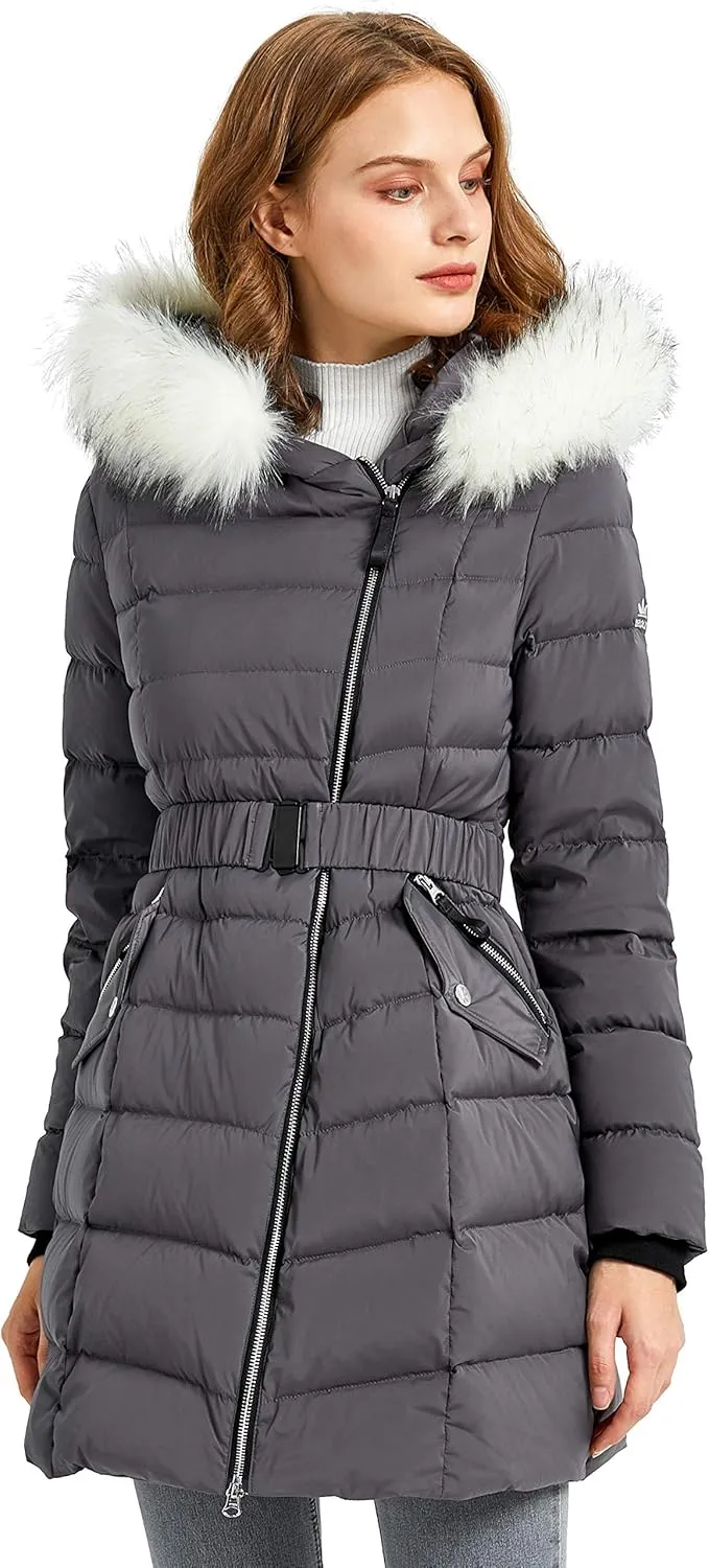 Orolay Women's Down Jacket Winter Bubble Coat Puffer Jacket with Fur Hood