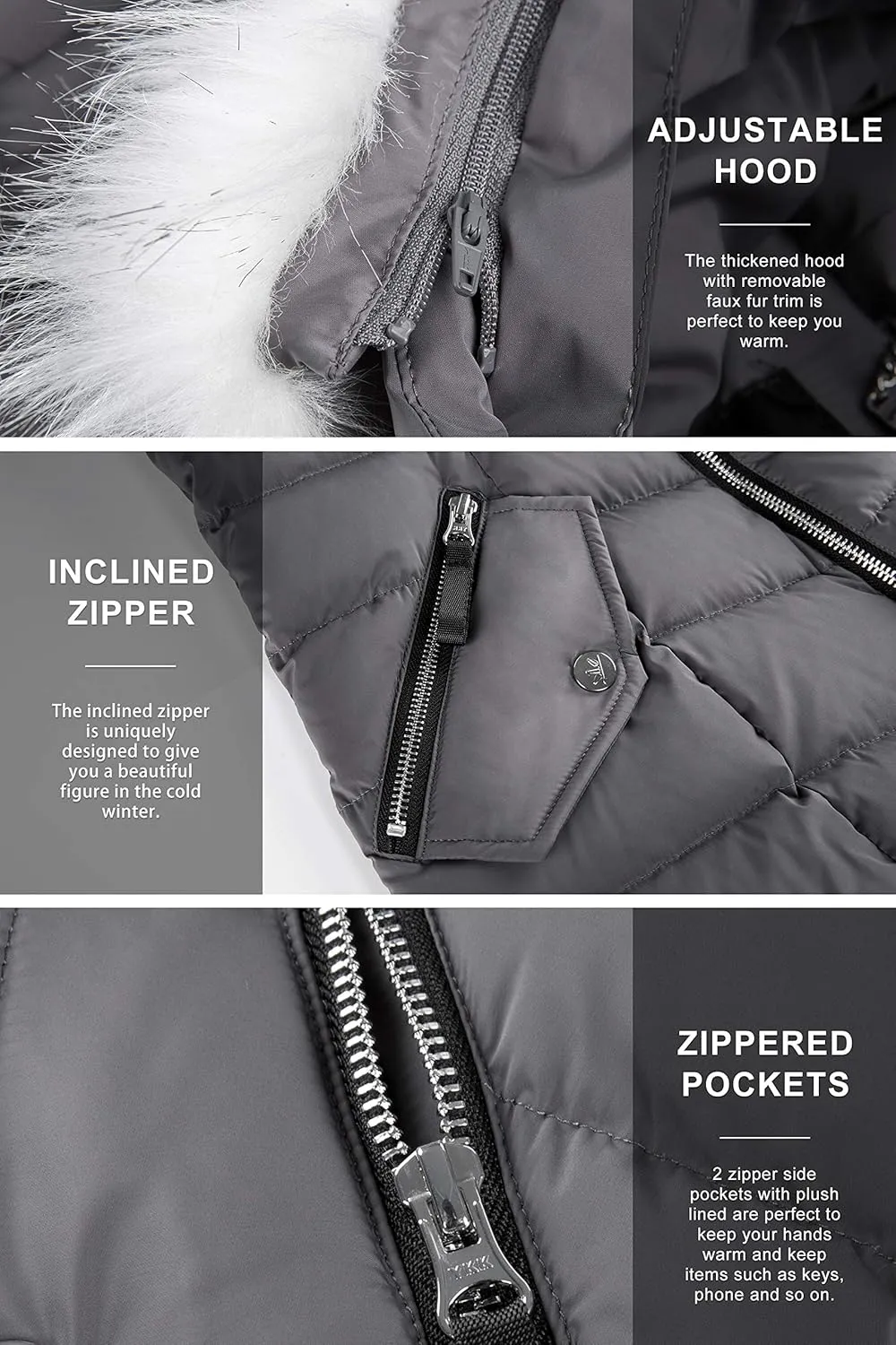 Orolay Women's Down Jacket Winter Bubble Coat Puffer Jacket with Fur Hood
